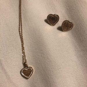 Michael Kors heart pendant necklace and earrings.